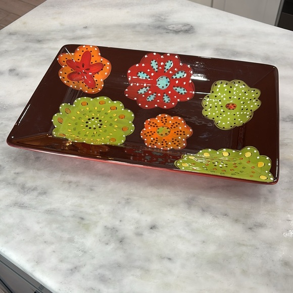 Other - Laurie Gates "Rae" Floral 16" Large Glazed Ceramic Serving Platter
